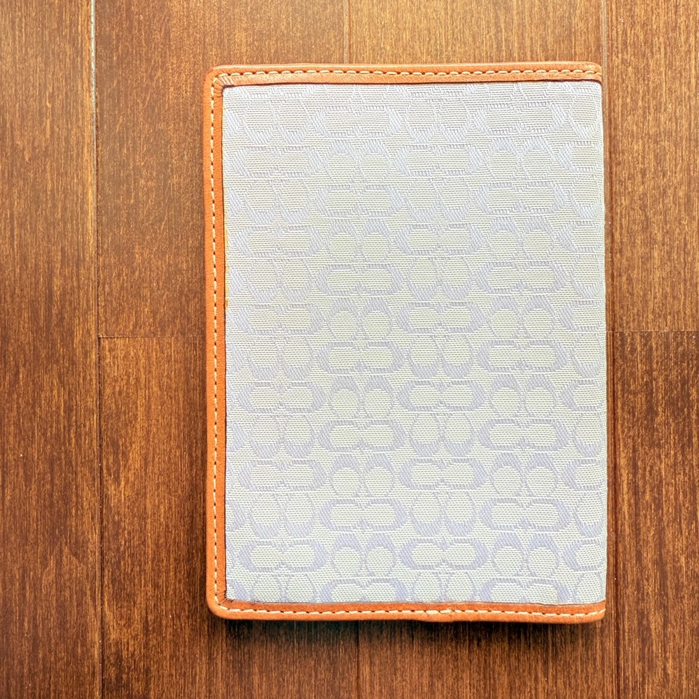 COACH Pink and Tan Logo Passport Holder